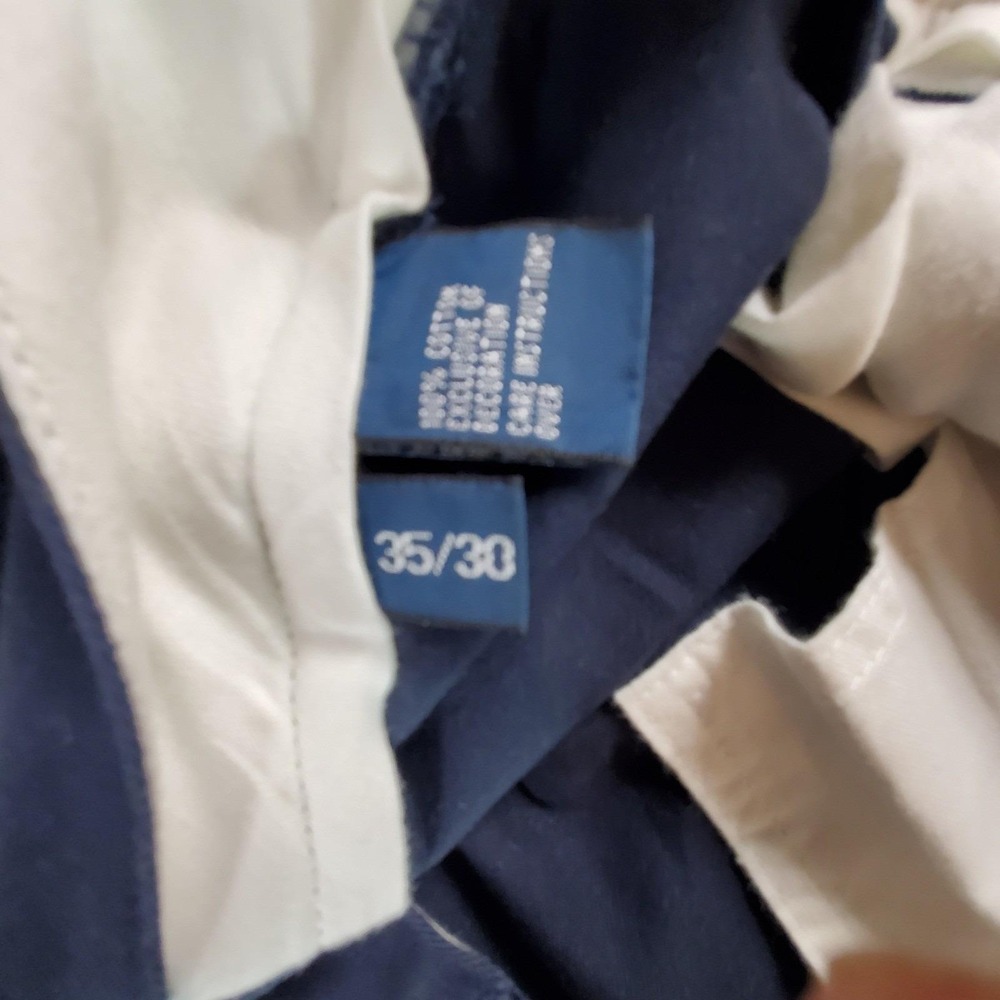 Vintage Polo Ralph Lauren Chino Pants Mens 35x30 Navy Blue Cotton Twill Logo - Picture 7 of 8